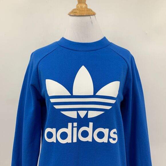 Adidas Sweatshirt Womens S Small Blazblue Pullover Trefoil Crewneck Long Sleeve - Picture 3 of 14